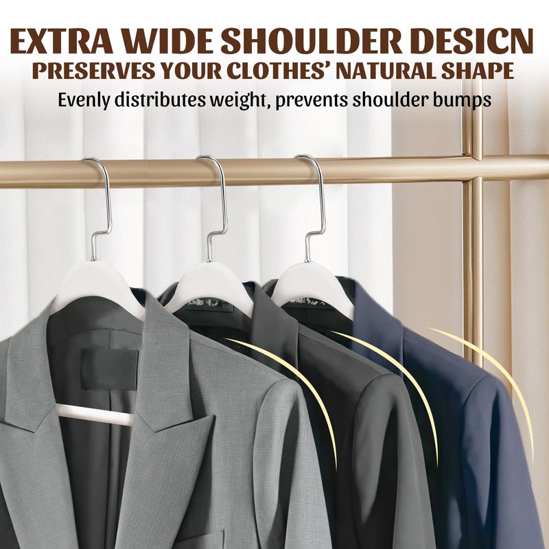 10 Pack Plastic Hangers, Heavy Duty Extra Wide Shoulders White