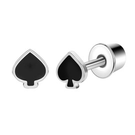 AOEDEJ Poker Stud Earrings for Women Cute Cool Small Stainless Steel Earring for Women Birthday Party Gifts