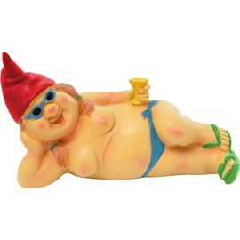 BRUBAKER Topless Female Garden Gnome 8.66 Inches (22 Cm) Funny Gnomes Statue Nudist - Outdoor Garden Ornament