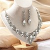 BriLove Women's Wedding Bridal Austrian Crystal Teardrop Cluster Statement Necklace
