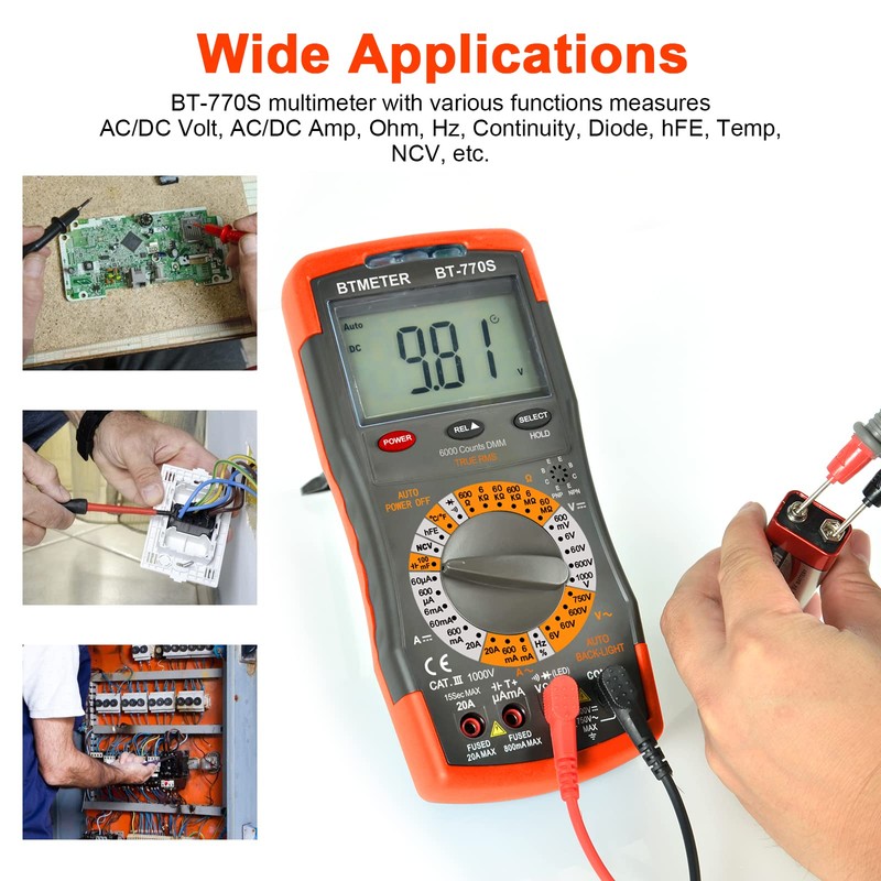 BTMETER BT-770S Multimeter Manual Ranging Electric Meter, for AC DC