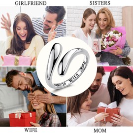 Senteria Sterling Silver Rings for Women Adjustable Silver Thumb Rings Open Teardrop Hug Rings for Women with Card Chunky Silver Ring Friendship Gifts for Women Couple