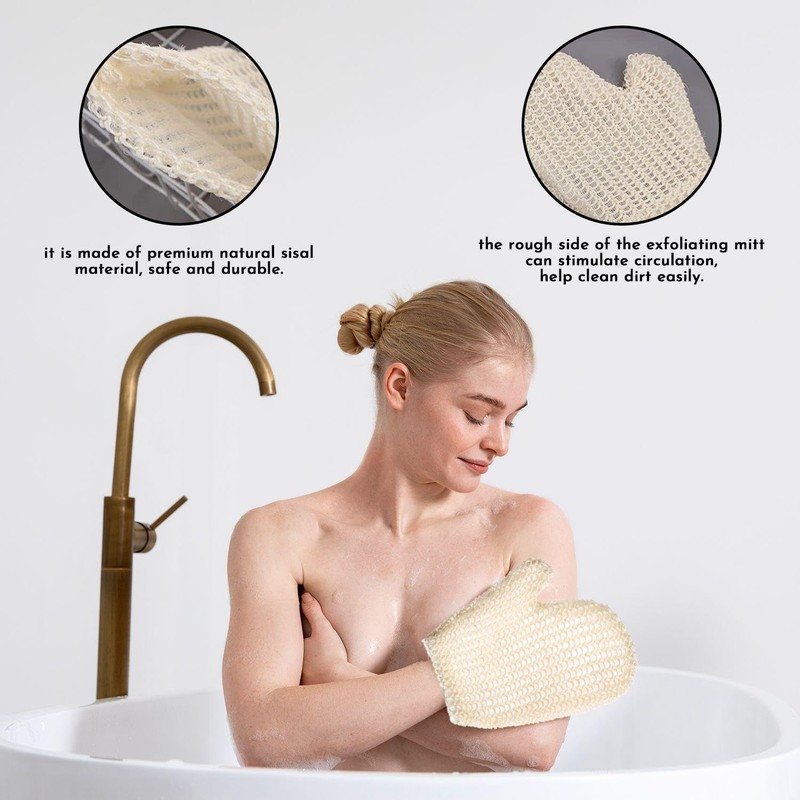 2 Pieces Bath Gloves, Bath Accessories, Body Cleaning Tools, Exfoliating