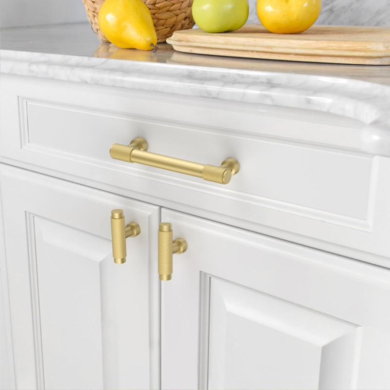 Amerdeco 10 Pack Matte Gold Cabinet Pulls 96mm(3.75Inch) Hole Center