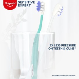Colgate Sensitive Expert Ultra Soft Sensitive Toothbrush Pack, Extra Soft Toothbrush for Sensitive Gums and Teeth, Gently Cleans Teeth and Gums, 2 Pack