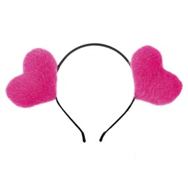 KSTBJN Valentine's Day Headband Heart Hair Hoops Cute Valentines Hair Bands Love Heart Shaped Hair Decorations Hot Pink Hair Accessories Headdress for Adults and Kids Party Supplies Gift