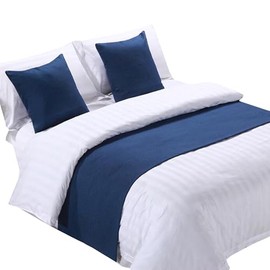 WBYCOTBED Navy Blue Bed Scarf for Foot of Bed 102" x 20", Bed End Scarf Protector Slipcover Pad for Pets