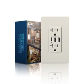 TOPELER USB C Outlet, Wall Socket Receptacle with 3 USB Ports, 30W 6.0A USB Power Outlet, Duplex 20 Amp Tamper-Resistant Outlet, UL & FCC Listed, Screwless Wall Plate Included, Light Almond