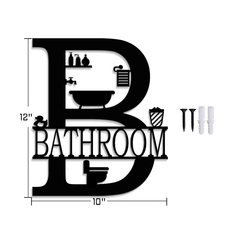 XORT Bathroom Signs Metal Wall Decor, Metal Bathroom Wall Art,