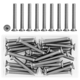 Piuluvor® Countersunk Screws M6 x 45 mm with Hexagon Socket 304 Stainless Steel Full Thread Screws DIN 7991 Pack of 30