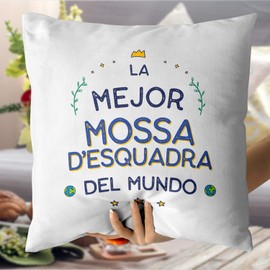 Mugffins Kissen mit Füllung mit Spruch für Mossa-Esquadra(f) - Auf Spanisch - Mejor del Mundo - 40 x 40 cm - originelles und lustiges Geschenk Mitarbeiter