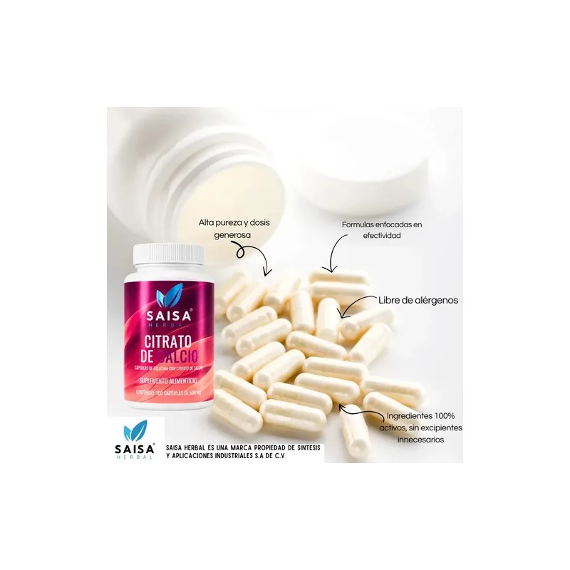 Citrato de Calcio Saisa Herbal, Suplemento para Huesos y Dientes