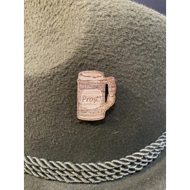 Handmade Wood Prost! Beer Stein Mug Hat Pin Beer Wurstfest Oktoberfest
