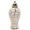 Homeroots 20" White and Gold Abstract Urn Ceramic Ginger Jar