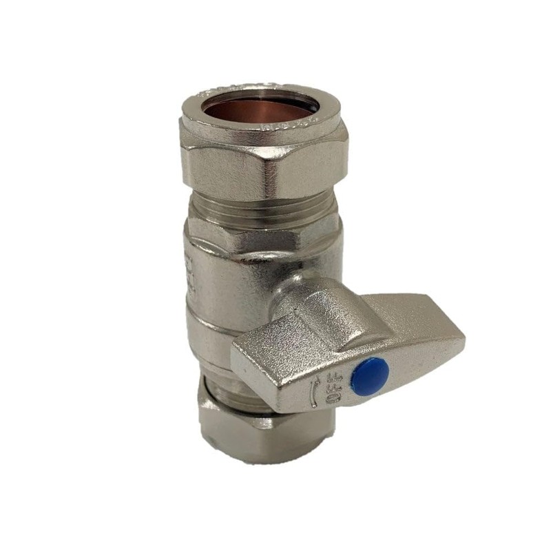 hep® 15MM Chrome ISOLATING Valve & Metal Lever Butterfly Handle