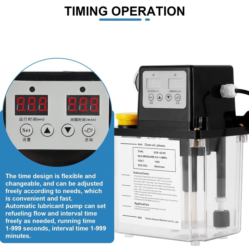 MXBAOHENG Automatic Lubricating Oil Pump 110V 2L Electromagnetic Lubrication CNC