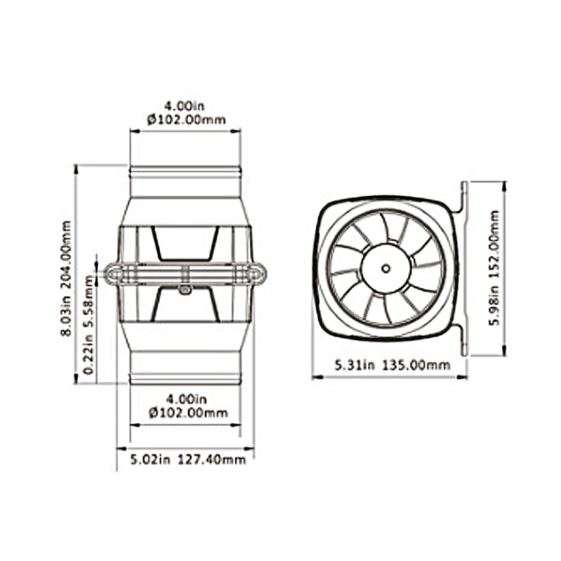4in 270CFM Bilge Air Blower InLine Electric Waterproof White for