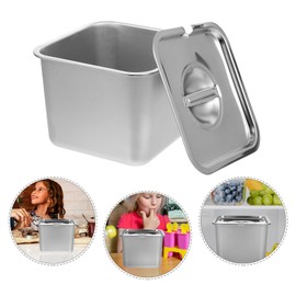 Cabilock Reusable Ice Cream Storage Container with Lid, Stainless Steel Food Container Pan, Food Freezer Box Keeper Tub for Refrigerator Sorbet Yogurt Gelato Toast Mold - 120mm Deep, Silver