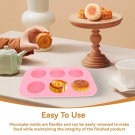 2 moldes de silicona para galletas, molde redondo para tarta de luna, molde de silicona para galletas, molde para tarta de luna de piel de nieve, molde para tarta de luna para hornear sellos de gallet