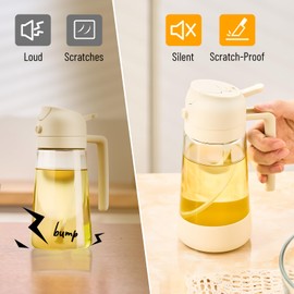 PARACITY 2 in 1 Oil Dipenser Bottle with Silicone Bottom (White-2PCS)