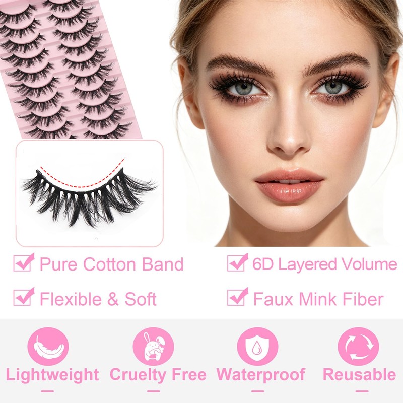 Eyelashes Faux Mink Fox Eye Natural Looking Russian Lashes Strip
