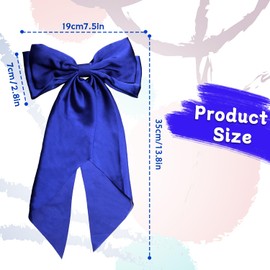 Hair Clip with Bow Hair Bows for Women Large Hair Pin with Bow French Hair Clips with Long Ribbon Solid Color Hair Clips Hair Bows for Women and Girls (Royal Blue)