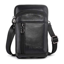 Cuero Crossbody Bolsas de Hombro Funda para Celular Cinturon cangurera sobaqueras para Hombre Adapta iPhone 15 14 Pro MAX 8 7 6 Plus Galaxy Note 9 8 5 S24/S23 Ultra S20/S9/S8 Plus (Negro)