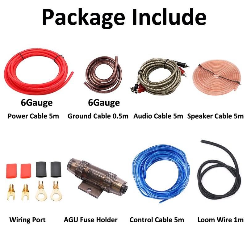 MOCNT Car Amplifier Cable Set Connection Set 6GA Gauge AWG