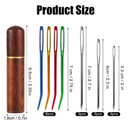 17pcs Large Eye Sewing Needles Kit, Stainless Steel Large-Eye Blunt Needles & Bent Tapestry Needles, Sharp Tapestry Needles Hand Knitting Needles with Wooden Needle Case for Crochet Projects