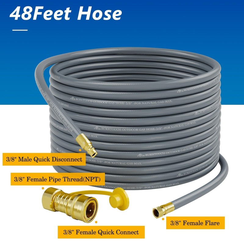NUPICK 48FT 3/8" Natural Gas Hose,Natural Gas Quick Connect Hose