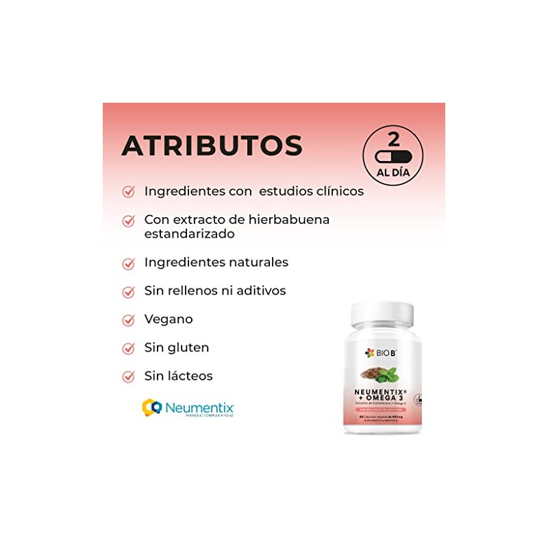 BIO B Neumentix + Omega 3 | Nootrópico Concentración y