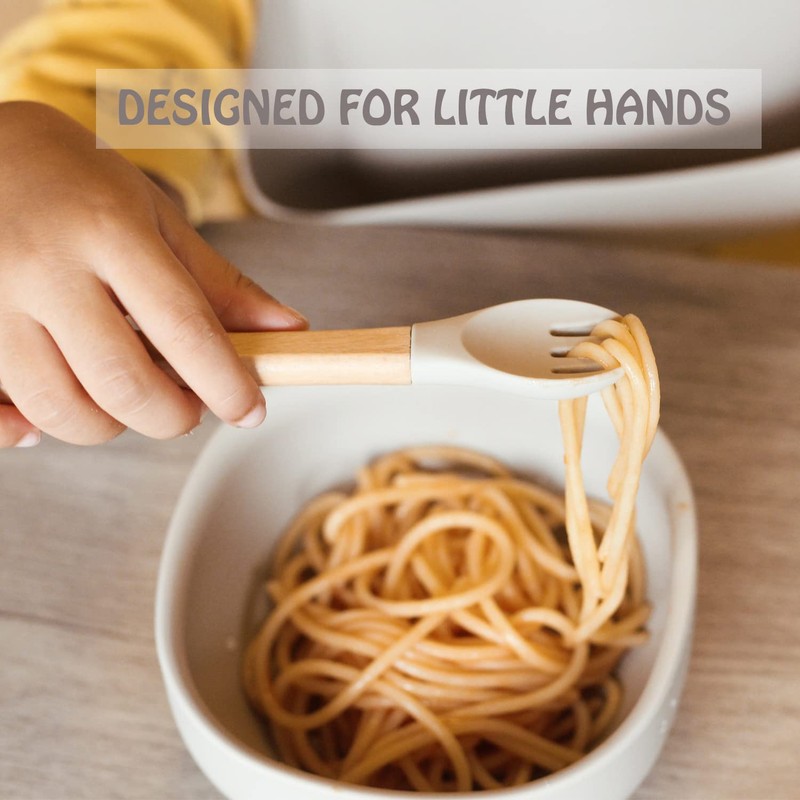 Ginbear Silicone Baby Spoons and Forks Self-feeding 12-18 Months, Soft-Tip