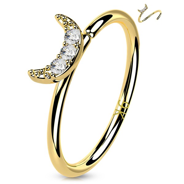 OUFER 9ct Solid Gold Nose Hoop Ring 20G Seamless Open