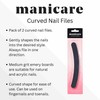 Manicare Nagelfeilen, 2er-Pack, gebogen, Bumerangform zur einfachen Verwendung, schwarze Nagelfeile,