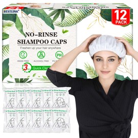 Shampoo Caps No Rinse, 12 Pack Waterless Shampoo Caps for Bedridden Patients and Elderly, Rinse Free Hair Washing Shower Caps for Post Surgery, Hospital, Camping
