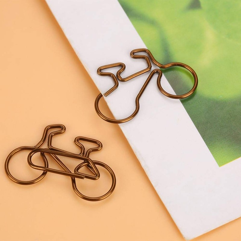20 Pcs Bicycle Shape Metal Paper Clips Coffee Bookmark Office