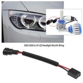 ECSiNG 2PCS 9005 9006 to H7 LED Headlight Retrofit Wiring Harness Connector Socket Adapter 12V-24V LED/HID Headlight Lamp Holder Conversion Cable 12cm