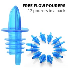 Plastic Liquor Bottle Pourers blue- 12 Pack Classic Bottle Pourers for Alcohol, Leak-Proof, Dishwasher-Safe Pour Spouts for Liquor Bottles (blue)