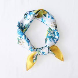 Ymemory Silk Like Scarf Square Head Scarf Fashion Floral Lemon Pattern Hair Scarf Design Neck Scarfs