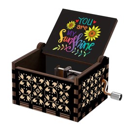 You are My Sunshine Music Box Gift for Wife Mom Daughter Birthday Anniversary Christmas Valentine Day to Girlfriend Women Hand Crank Musical Box Wooden Present