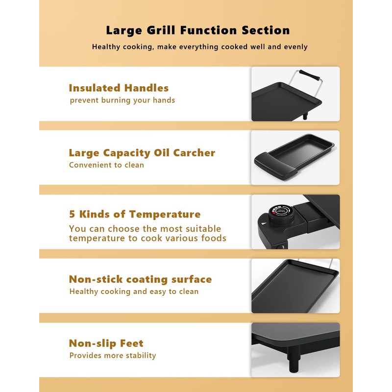 35" Large Electric griddle, Arlime Indoor Outdoor Teppanyaki Table Top