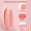 Cepillo Exfoliante De Silicona Para Ducha Con Cuerda Color Rosa