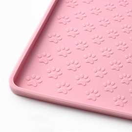 Ptlom Pet Placemat for Dog and Cat, Mat for Prevent Food and Water Overflow, Suitable for Small, Medium and Big Pet,24.5" 16.5", Pink