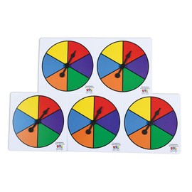 LEARNING ADVANTAGE - 7354 Learning Advantage Six-Color Spinners - Set of 5 - Game Spinner – Write On/Wipe Off Surface for Multiple Uses