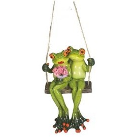 Comical Frog Couple On A Swing