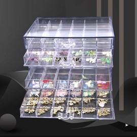 WANLECY Acrylic Nail Display Organizer Box, 5 Tier 120 Grids Clear Acrylic Nail Jewelry Storage Holder for Home Salon