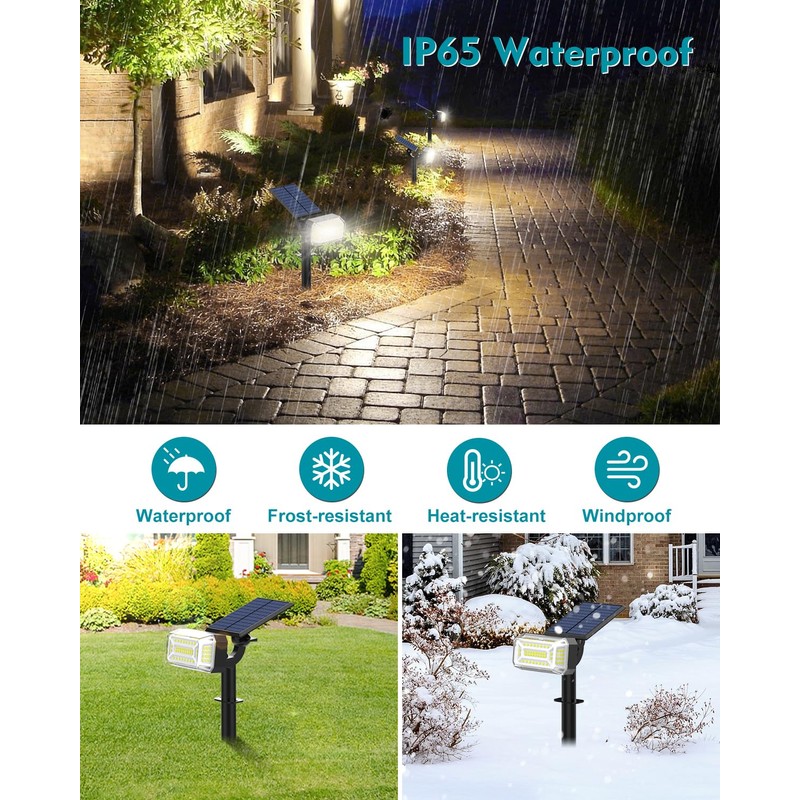 Kipeini 102 LEDs Solar Spot Lights Outdoor, [ 4 Modes/8
