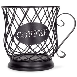 NAT & Jules Coffee Matte Black 7 inch Iron Metal K Cup Coffee Pod Holder Organizer Basket