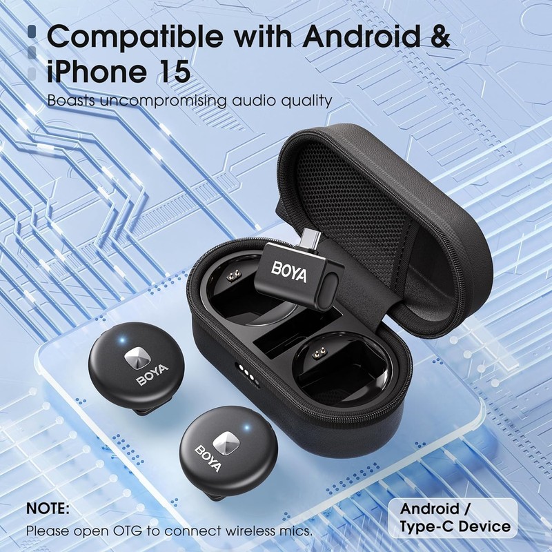 BOYA Omic-U-B Wireless Microphone System, 50M Wireless Transmission Range, USB-C