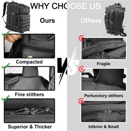 CtopxCone 45L Military Tactical Backpacks For Men Camping Hiking Trekking Daypack With Removable Water Bottle Pouch Bug Out Bag Lage MOLLE 3 Day Assault Pack - Balck Army Pack